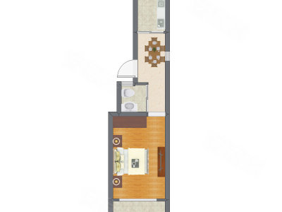 1室1厅 40.00平米户型图