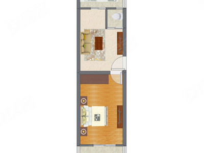 1室1厅 45.17平米户型图