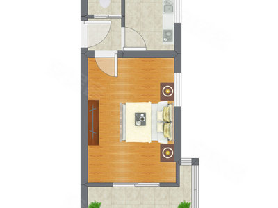 1室0厅 22.70平米