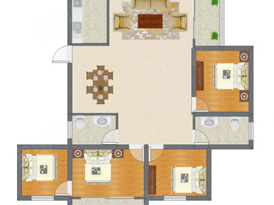 4室2厅 96.39平米