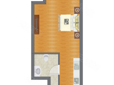 1室1厅 23.48平米户型图