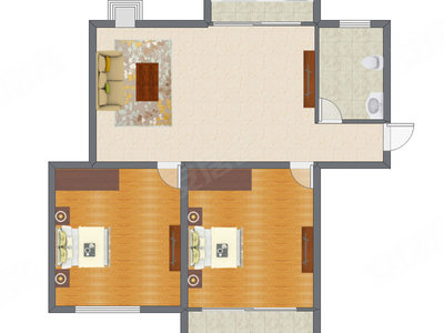 2室1厅 96.02平米