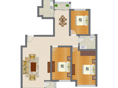 3室2厅 136.00平米