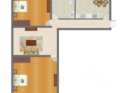 2室2厅 108.00平米户型图