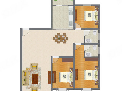 3室2厅 101.61平米户型图