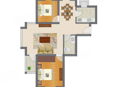 2室2厅 92.45平米户型图