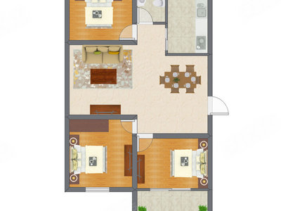 3室2厅 69.55平米