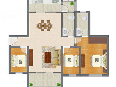 3室2厅 125.00平米户型图