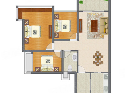 3室1厅 118.00平米户型图