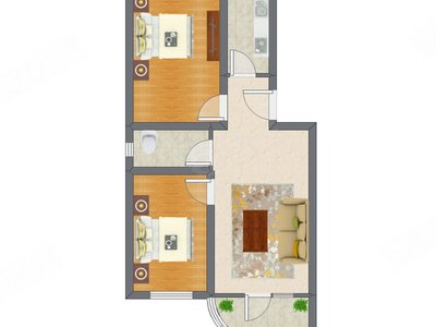 2室1厅 72.50平米