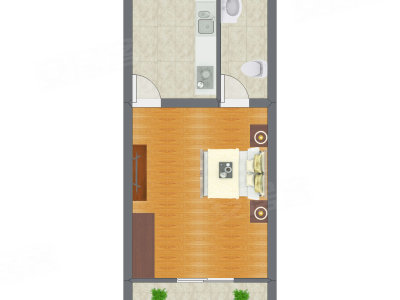 1室1厅 32.78平米