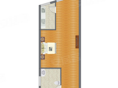 1室1厅 49.70平米户型图