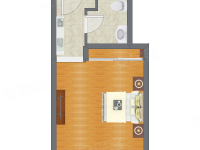 1室0厅 50.19平米户型图
