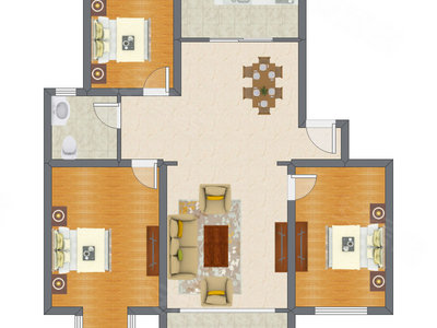 3室2厅 126.88平米