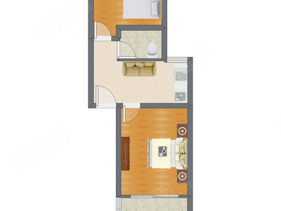 2室1厅 53.70平米