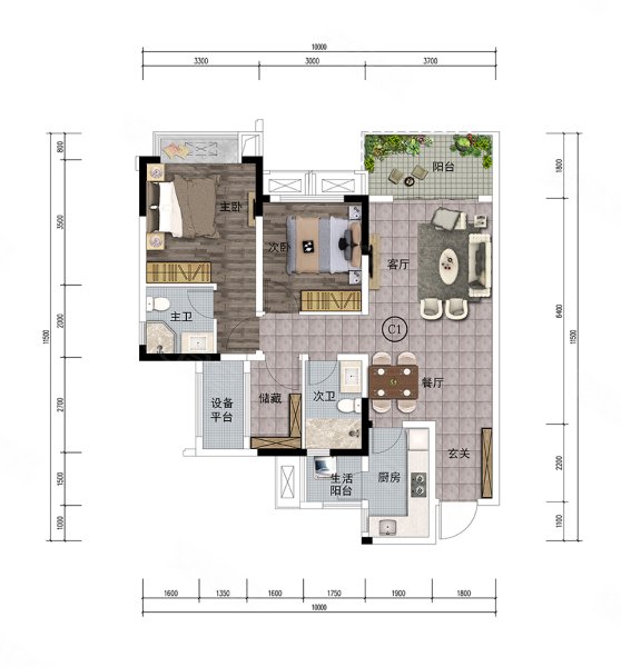 江口水镇3室2厅99㎡70万二手房图片