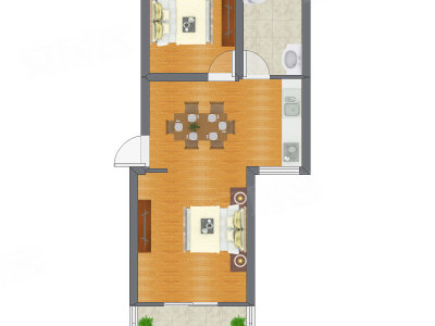 2室0厅 39.45平米户型图