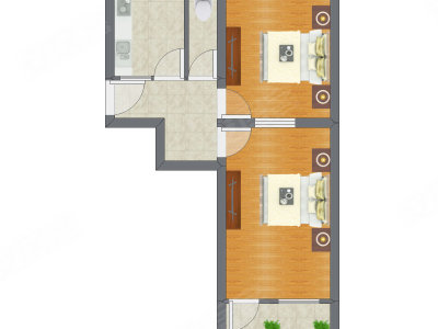 2室0厅 53.52平米户型图