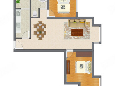2室1厅 90.15平米