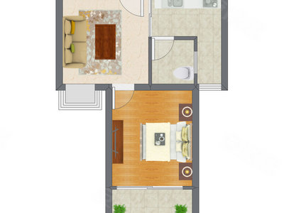 1室1厅 52.00平米户型图