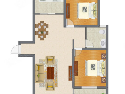 2室2厅 101.24平米户型图