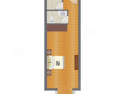 1室0厅 56.84平米户型图