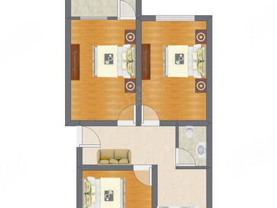 3室1厅 65.80平米
