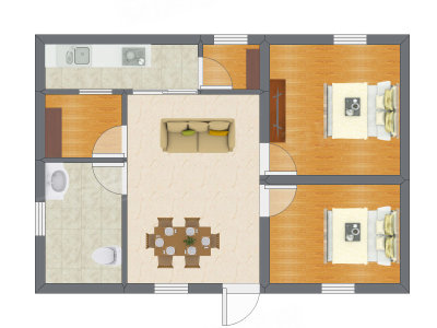 2室1厅 65.89平米