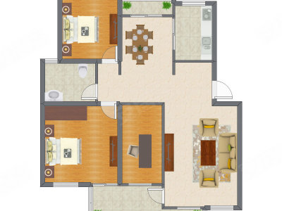 3室2厅 102.92平米户型图