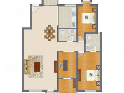 3室2厅 151.27平米户型图