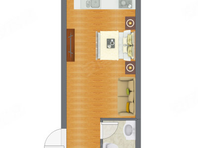 1室0厅 37.25平米户型图