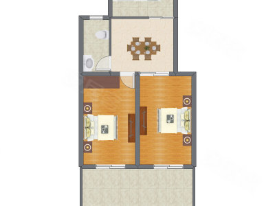 2室1厅 68.10平米