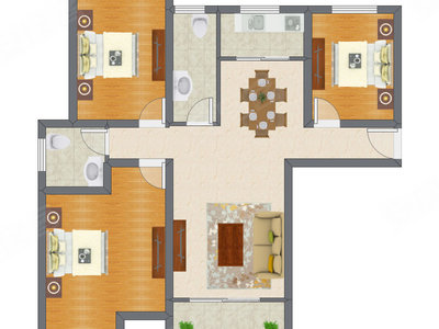 3室2厅 99.39平米