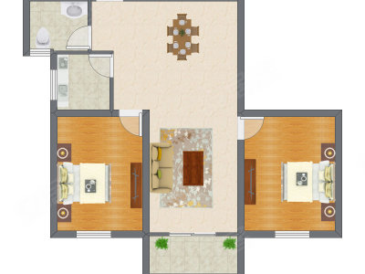 2室2厅 65.76平米