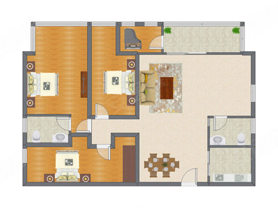 3室2厅 150.00平米