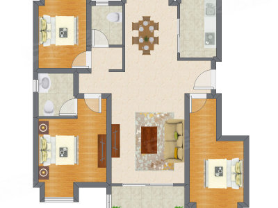 3室2厅 113.55平米户型图