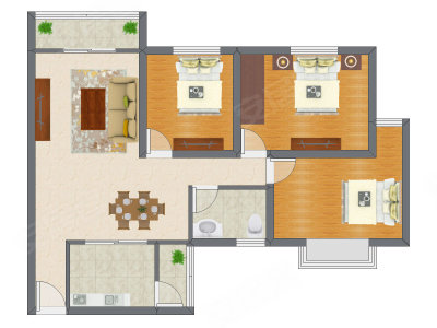 3室2厅 85.45平米户型图