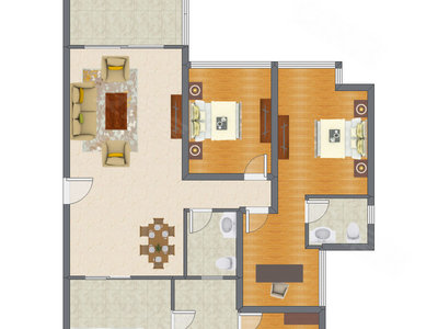 2室2厅 139.38平米户型图
