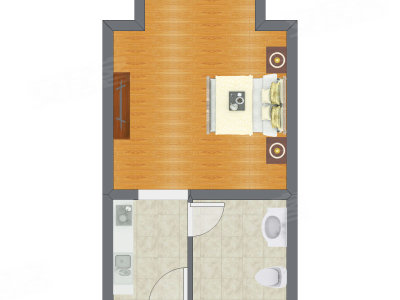 1室0厅 43.00平米户型图