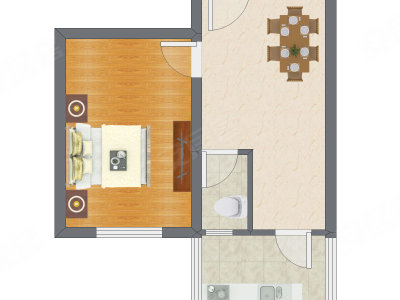 1室1厅 42.17平米户型图