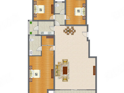 3室2厅 220.88平米户型图