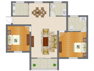 2室2厅 118.00平米
