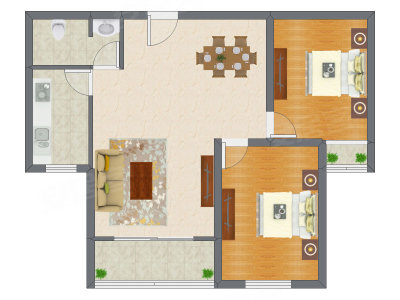 2室2厅 101.66平米户型图
