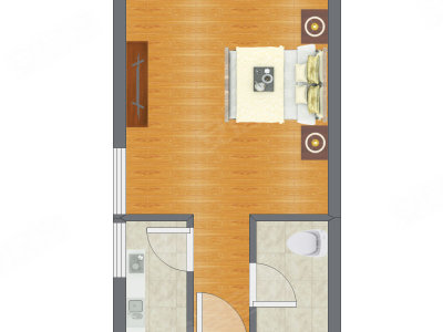 1室0厅 43.95平米户型图
