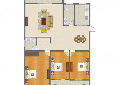 3室2厅 153.00平米