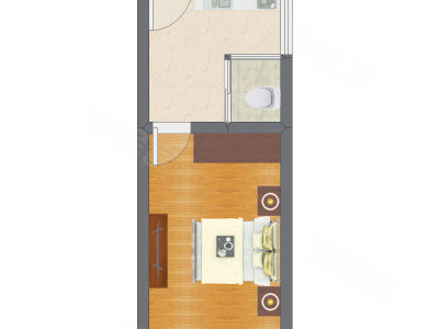 1室1厅 30.19平米户型图