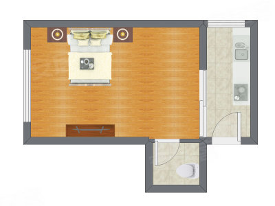 1室0厅 40.90平米户型图