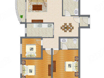 3室2厅 136.79平米户型图