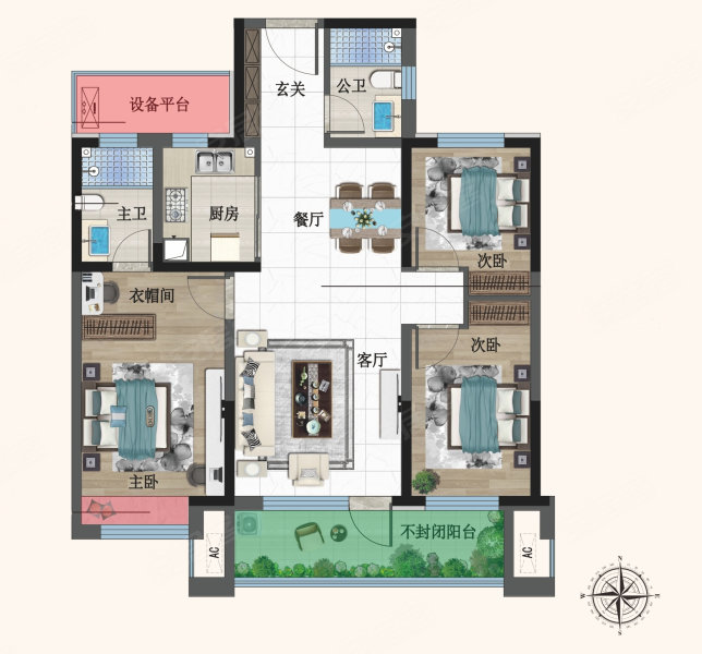 汇丰·陶然居3室2厅2卫114㎡南80万