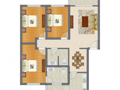 3室2厅 119.14平米户型图